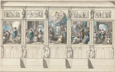 Förslag till vägg i kapellet för den uppenbarade religionen av Benjamin West