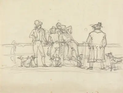 Figurer blickar ut mot havet av Benjamin West