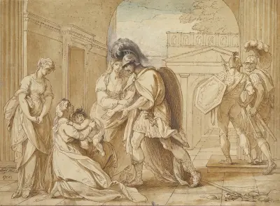 Hektor tar farväl av Andromache; Astyanax förskräckelse av Benjamin West