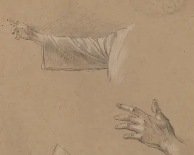 Studie av en högerarm och en vänsterhand av Benjamin West