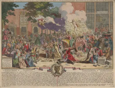 A monument dedicated to posterity in commemoration of ye incredible folly transacted in the year 1720 av Bernard Picart