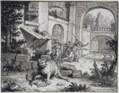 The Cat and the Bat av Bernard Picart