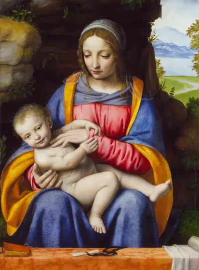 The Virgin and Child in a Landscape av Bernardino Luini
