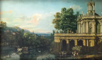 Architectural Caprice with a Palace av Bernardo Bellotto