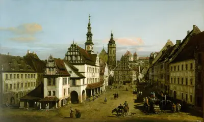 The Marketplace at Pirna av Bernardo Bellotto