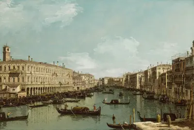 Venice, The Grand Canal looking North from the Rialto Bridge av Bernardo Bellotto