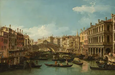 Venice, the Grand Canal with the Rialto Bridge seen from the South av Bernardo Bellotto
