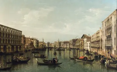 View of Grand Canal with the Palazzi Foscari and Moro Lin av Bernardo Bellotto