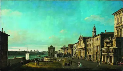 View of Via di Ripetta in Rome av Bernardo Bellotto