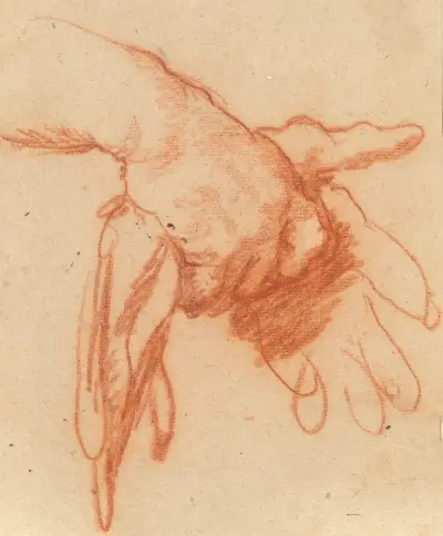 A Hand Holding Empty Gloves av Bernardo Strozzi