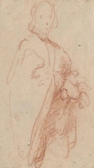 A Standing Man with Cloak and Gloves av Bernardo Strozzi