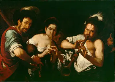 Street Musicians av Bernardo Strozzi