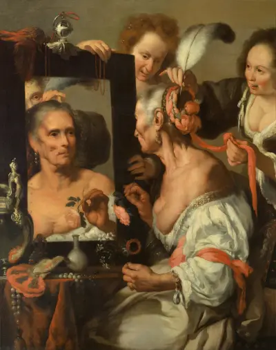 Vanitas (Old Coquette) av Bernardo Strozzi
