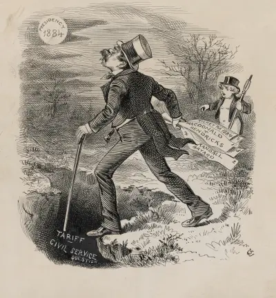 Don’t look so far ahead, my friend–mind your feet. av Bernhard Gillam