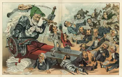 His boasted magnetism – and the kind of metal it attracts, Bernhard Gillam