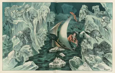 In the jaws of death – a cold day for the Independent Party, Bernhard Gillam