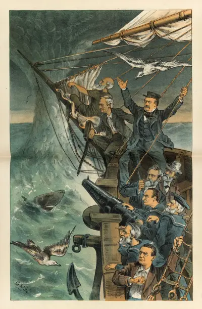 Our good ship ‘National Credit’ in danger from a silver-spout, 1885 – nr 2 av Bernhard Gillam