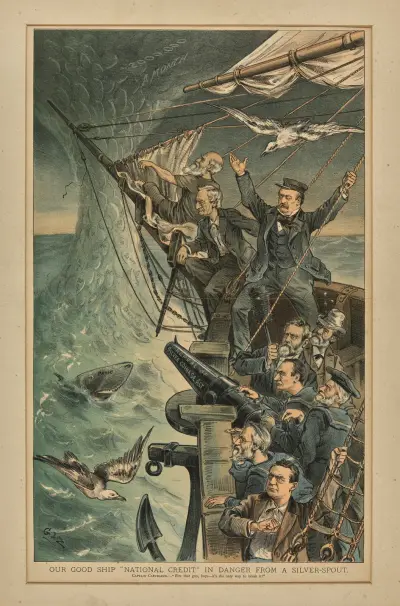 Our good ship ‘National Credit’ in danger from a Silver-Spout., 1885 – nr 1 av Bernhard Gillam