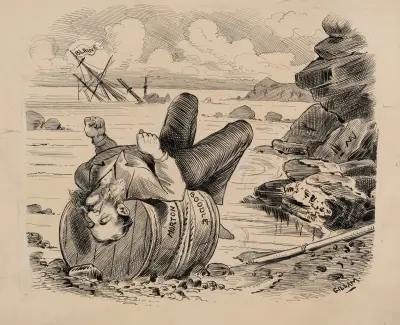 The last relic of the wreck. Even his bar’l could not save him. av Bernhard Gillam