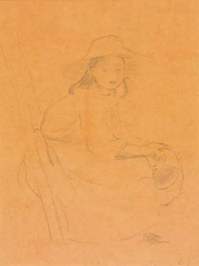Jeune Fille Assis Sur Une Échelle av Berthe Morisot