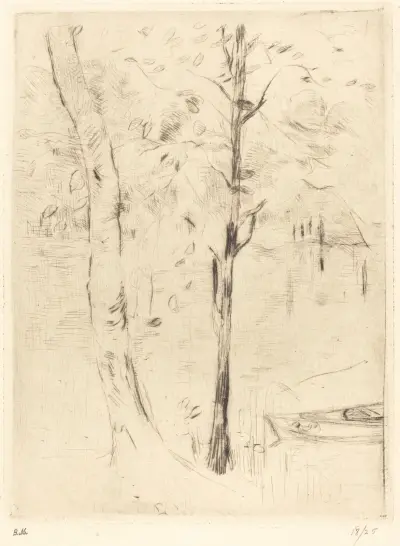 Lake with Rowboat av Berthe Morisot