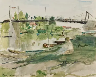 Le pont sur l’Oise av Berthe Morisot