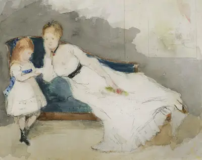 Mme Gobillard et sa fille Paule av Berthe Morisot