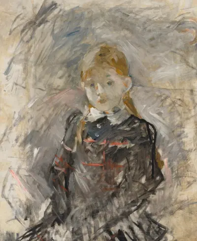 Petite fille aux cheveux blonds av Berthe Morisot