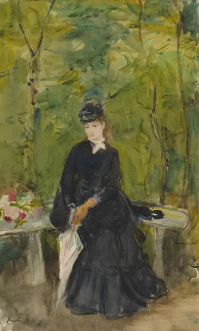 The Artist’s Sister Edma Seated In A Park av Berthe Morisot