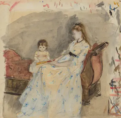 The Artist’s Sister,Edma With Her Daughter Jeanne av Berthe Morisot