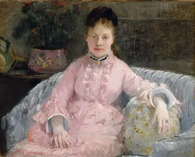 The Pink Dress (Albertie-Marguerite Carré, later Madame Ferdinand-Henri Himmes, 1854–1935) av Berthe Morisot