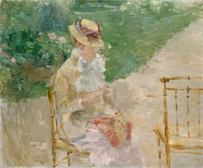Young Woman Knitting av Berthe Morisot