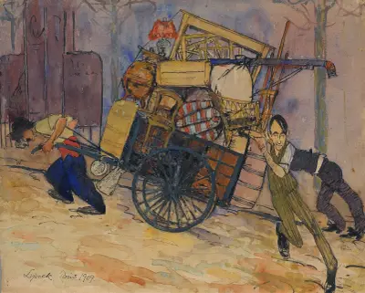 Artist Carl Frisendahl’s move in Montparnasse, Paris av Bertil Lybeck