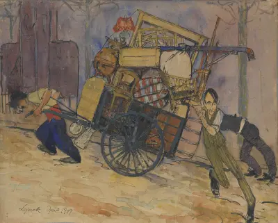 Artist Carl Frisendahl’s move in Montparnasse, Paris av Bertil Lybeck