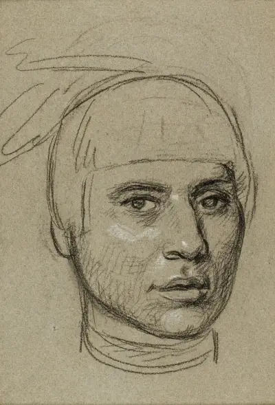 Studie till porträtt av Chippewa-hövdingen No-Tin av Charles Bird King
