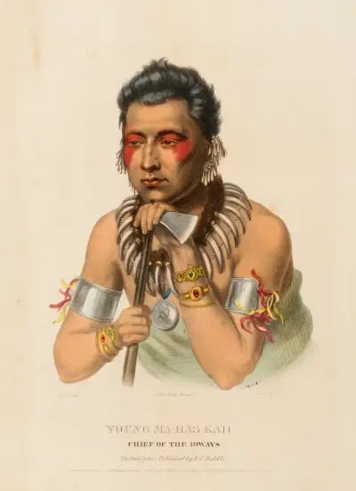 Young Ma-Has-Kah. Chief Of The Ioways av Charles Bird King