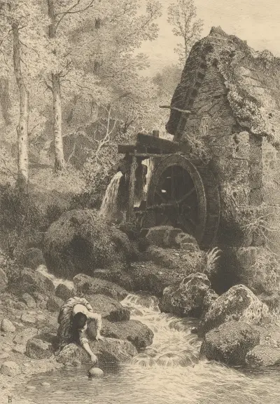 Eine alte englische Mühle von Myles Birket Foster