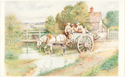 Kinder in einem Karren von Myles Birket Foster