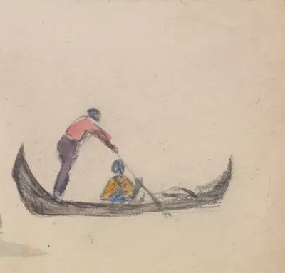 One of a Group of Three Studies of Gondolas.. – nr 1 av Myles Birket Foster