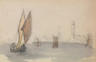 One of a Group of Three Studies on the Venetian Logoon.. – nr 3 av Myles Birket Foster