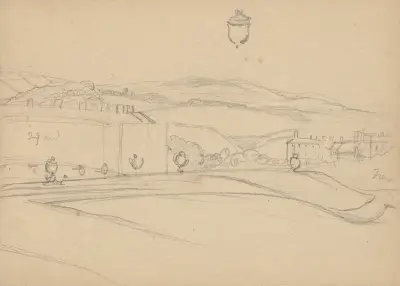 Widok topograficzny miasta i otaczającego krajobrazu, Myles Birket Foster