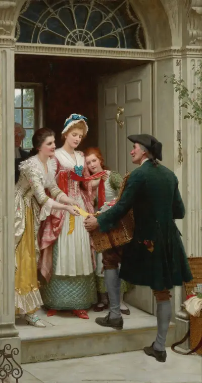 Ribbons And Laces For Very Pretty Faces av Edmund Blair Leighton