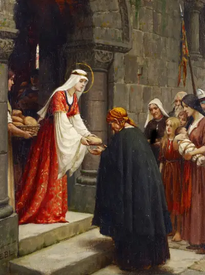 The Charity of Saint Elizabeth of Hungary av Edmund Blair Leighton