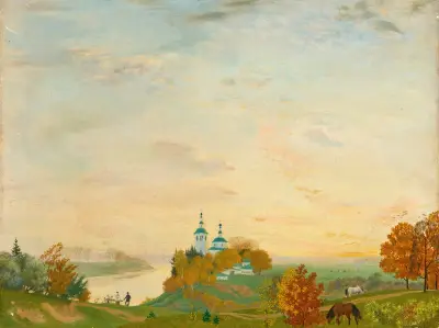 Above The River, Autumn av Boris Kustodiev