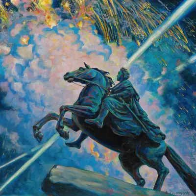 Fireworks. The Bronze Horseman av Boris Kustodiev