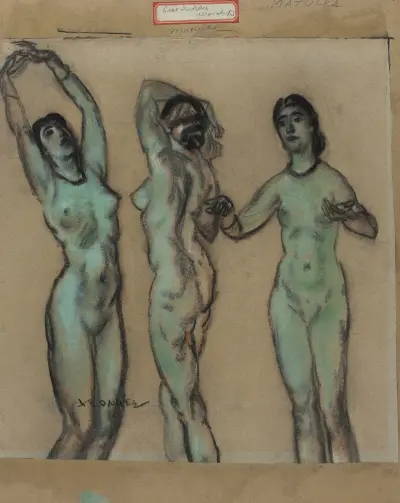 De tre gracerna (östindisk dyrkan) av Arthur Bowen Davies