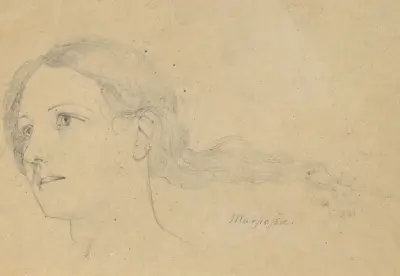 Study for The Judgment of Jupiter (Marpessa, head, hair streaming behind her av Samuel Finley Breese Morse