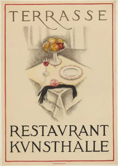 Affiche voor het restaurant Kunsthalle in Bazel av Burkhard Mangold