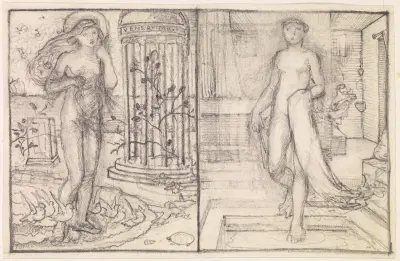 Cupid and Psyche – Two Studies of Venus on the Margin of the Sea and Psyche at the Bath av Sir Edward Coley Burne-Jones