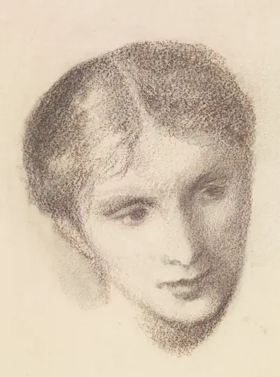 Female – Head Study of a Woman – nr 2 av Sir Edward Coley Burne-Jones